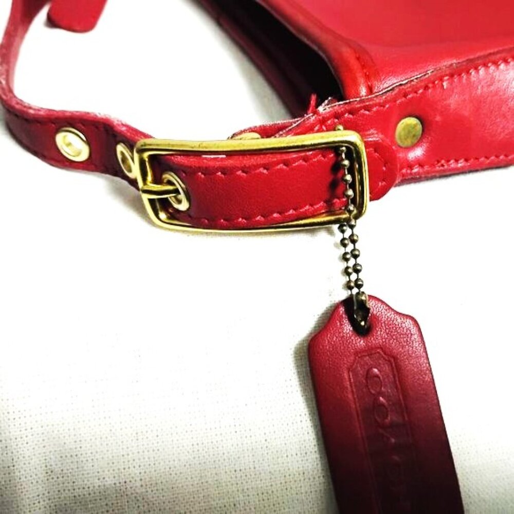 ❤️Vintage COACH  9204 Red Leather Crossbody Bag Purse +FOB & Dustbag - Picture 6 of 11